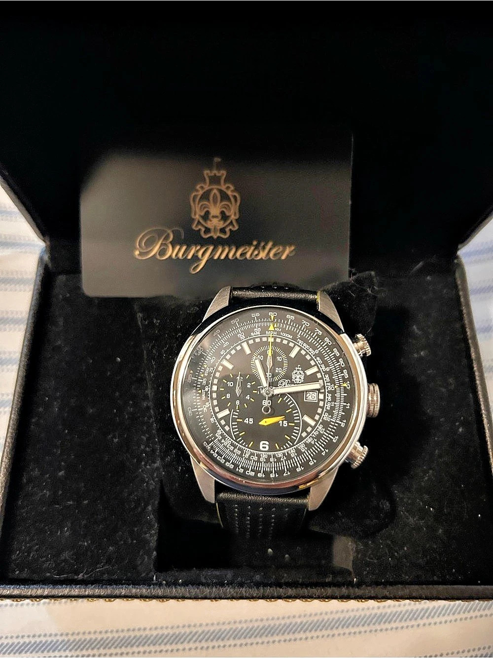 Burgmeister chronograph Watch in Black & Silver new